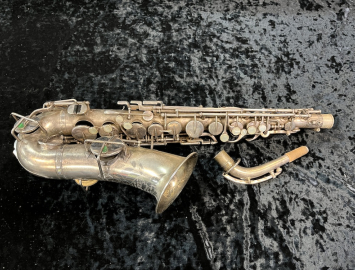 Late Vintage Buescher True Tone Alto Saxophone – Original Silver Plate, Serial #221115