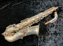 Early Vintage Buescher True-Tone Alto in Frosted-Silver Plate #64940