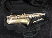 Vintage Buescher Aristocrat Big B Alto Saxophone in Silver Plate, Serial #329400